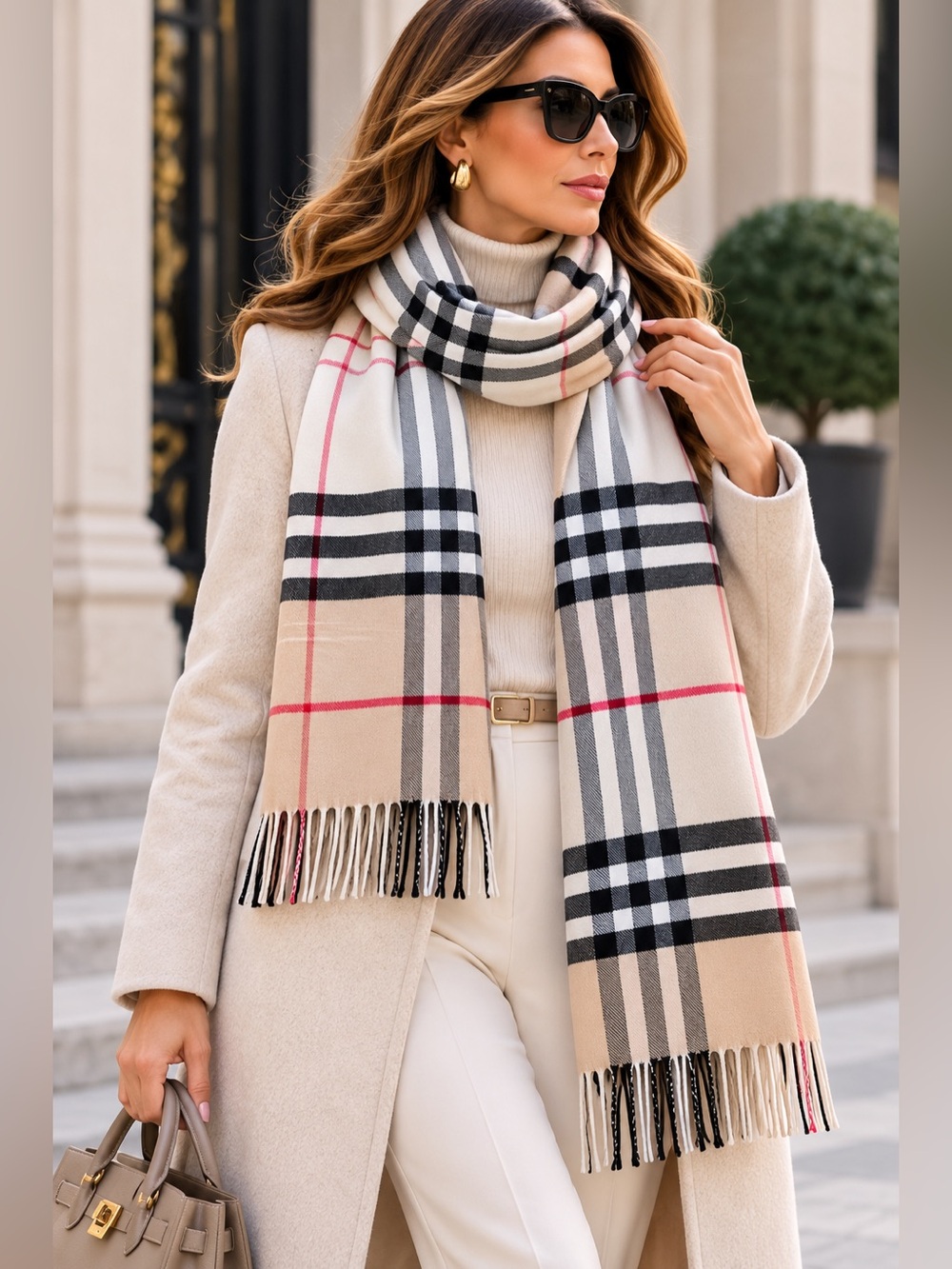 Luxury Plaid Scarf – New Without Tag
